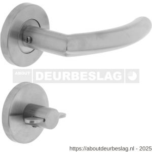 Intersteel 1014 deurkruk Half rond-90 graden op rozet verdekt diameter 55x8 mm met nokken en WC-sluiting met stift 8x8 mm RVS - R26005502 - afbeelding 1