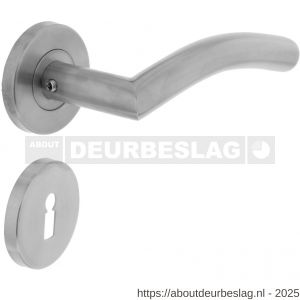 Intersteel 1016 deurkruk Lisa-90 graden op rozet verdekt diameter 55x8 mm met nokken en sleutelrozetten RVS - R26005507 - afbeelding 1