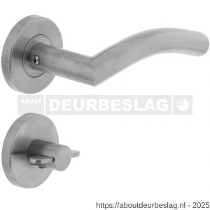 Intersteel 1016 deurkruk Lisa-90 graden op rozet verdekt diameter 55x8 mm met nokken en WC-sluiting met stift 8x8 mm RVS - R26005509 - afbeelding 1