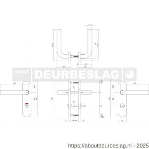 Intersteel 1226 deurkruk Recht Basic op schild verdekt ovaal 170x40 mm WC 63/8 mm RVS - R26008456 - afbeelding 2
