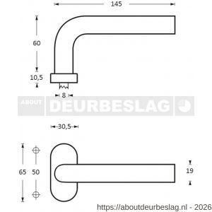 Intersteel Essentials 1236 deurkruk Verkropt op rozet verdekt ovaal 65x30x10 mm RVS - R26000599 - afbeelding 2