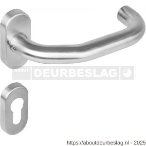 Intersteel 1236 deurkruk Verkropt op rozet verdekt ovaal 65x30x10 mm en cilinderrozetten RVS - R26008458 - afbeelding 1