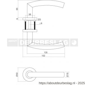 Intersteel 1238 deurkruk Half rond-90 graden Basic op rozet verdekt diameter 53x9 mm RVS - R26007037 - afbeelding 2