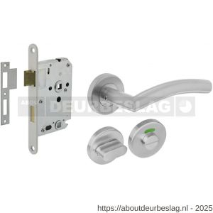 Intersteel Essentials 1240 set toiletslot 63/8 mm wit met deurkruk Lisa-90 graden Basic op rozet diameter 53x9 mm en WC-sluiting RVS - R26011065 - afbeelding 1