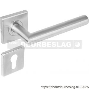 Intersteel 1242 deurkruk Jura op rozet verdekt 53x53x8 mm met nokken en cilinderrozetten RVS - R26005536 - afbeelding 1