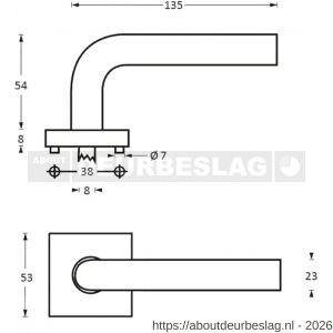 Intersteel Essentials 1243 deurkruk Ovaal-90 graden op rozet verdekt 53x53x8 mm met nokken RVS - R26000608 - afbeelding 2