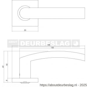 Intersteel 1248 deurkruk Blok op rozet verdekt 53x53x8 mm met nokken en sleutelrozetten RVS - R26000528 - afbeelding 2