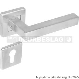 Intersteel 1249 deurkruk Vierkant op rozet verdekt 53x53x8 mm met nokken en cilinderrozetten RVS - R26005549 - afbeelding 1