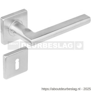 Intersteel 1252 deurkruk Hoek 90 graden-plat op rozet verdekt 53x53x8 mm met nokken en sleutelrozetten RVS - R26005559 - afbeelding 1
