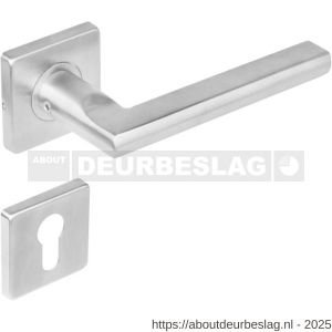 Intersteel 1252 deurkruk Hoek 90 graden-plat op rozet verdekt 53x53x8 mm met nokken en cilinderrozetten RVS - R26008472 - afbeelding 1