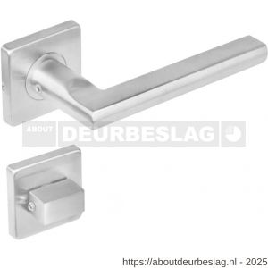 Intersteel 1252 deurkruk Hoek 90 graden-plat op rozet verdekt 53x53x8 mm met nokken en WC-sluiting met stift 8x8 mm RVS - R26008474 - afbeelding 1