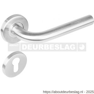 Intersteel 1270 deurkruk Recht op rozet verdekt diameter 53x8 mm met nokken en cilinderrozetten RVS - R26005561 - afbeelding 1