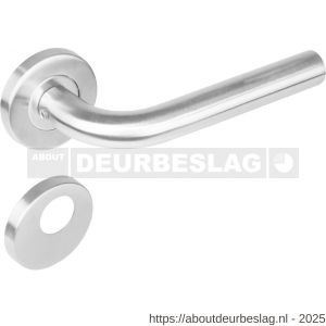 Intersteel 1270 deurkruk Recht op rozet verdekt diameter 53x8 mm met nokken en rondcilinderrozetten RVS - R26005562 - afbeelding 1