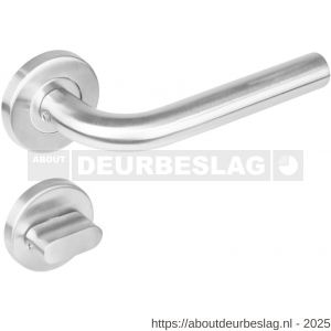 Intersteel 1270 deurkruk Recht op rozet verdekt diameter 53x8 mm met nokken en WC-sluiting met stift 7x7 mm RVS - R26005563 - afbeelding 1