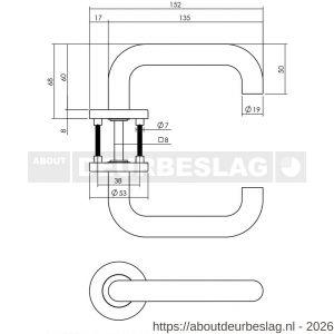 Intersteel Essentials 1271 deurkruk Rond op rozet verdekt diameter 53x8 mm met nokken EN 1906/4 RVS - R26005567 - afbeelding 2