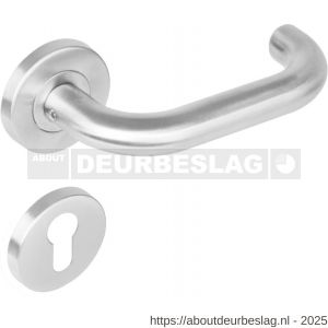 Intersteel 1271 deurkruk Rond op rozet verdekt diameter 53x8 mm met nokken en cilinderrozetten RVS - R26005571 - afbeelding 1