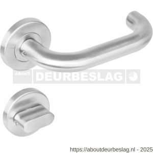 Intersteel 1271 deurkruk Rond op rozet verdekt diameter 53x8 mm met nokken en WC-sluiting met stift 8x8 mm RVS - R26005574 - afbeelding 1