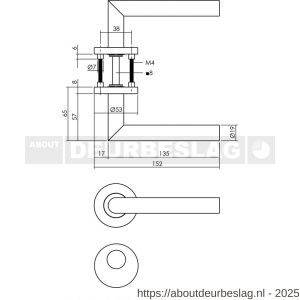 Intersteel 1272 deurkruk Jura op rozet verdekt diameter 53x8 mm met nokken en rondcilinderrozetten RVS - R26005583 - afbeelding 2