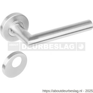 Intersteel 1272 deurkruk Jura op rozet verdekt diameter 53x8 mm met nokken en rondcilinderrozetten RVS - R26005583 - afbeelding 1