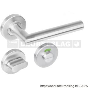 Intersteel 1272 deurkruk Jura op rozet verdekt diameter 53x8 mm met nokken en WC-sluiting met stift 5x5 mm RVS - R26008478 - afbeelding 1