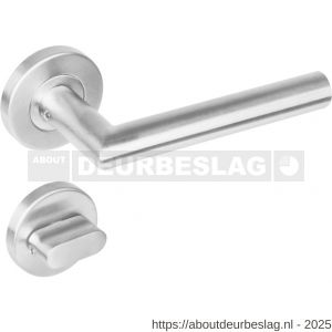 Intersteel 1272 deurkruk Jura op rozet verdekt diameter 53x8 mm met nokken en WC-sluiting met stift 8x8 mm RVS - R26005585 - afbeelding 1