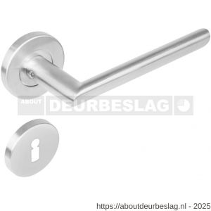 Intersteel 1273 deurkruk Ovaal-90 graden op rozet verdekt diameter 53x8 mm met nokken en sleutelrozetten RVS - R26005591 - afbeelding 1