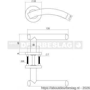 Intersteel Essentials 1274 deurkruk Gebogen op rozet verdekt diameter 53x8 mm met nokken EN 1906/4 RVS - R26005596 - afbeelding 2