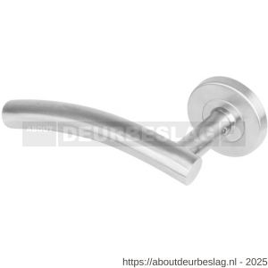 Intersteel 1274 deurkruk gatdeel links Gebogen op rozet verdekt diameter 53x8 mm met nokken EN 1906/4 RVS - R26005598 - afbeelding 1