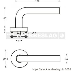 Intersteel Essentials 1275 deurkruk Lisa op rozet verdekt diameter 53x8 mm met nokken EN 1906/4 RVS - R26006973 - afbeelding 2