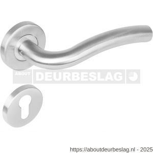 Intersteel 1275 deurkruk Lisa op rozet verdekt diameter 53x8 mm met nokken en cilinderrozetten RVS - R26005608 - afbeelding 1