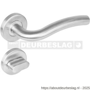 Intersteel 1275 deurkruk Lisa op rozet verdekt diameter 53x8 mm met nokken en WC-sluiting met stift 8x8 mm RVS - R26005609 - afbeelding 1