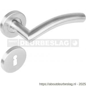 Intersteel 1276 deurkruk Lisa-90 graden op rozet verdekt diameter 53x8 mm met nokken en sleutelrozetten RVS - R26005615 - afbeelding 1