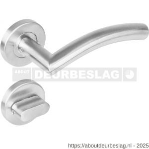 Intersteel 1276 deurkruk Lisa-90 graden op rozet verdekt diameter 53x8 mm met nokken en WC-sluiting met stift 8x8 mm RVS - R26005617 - afbeelding 1