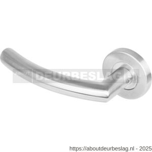 Intersteel 1277 deurkruk gatdeel links Half rond-90 graden op rozet verdekt diameter 53x8 mm met nokken EN 1906/4 RVS - R26005622 - afbeelding 1