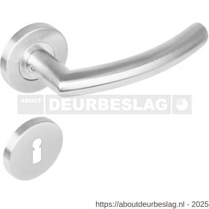 Intersteel 1277 deurkruk Half rond-90 graden op rozet verdekt diameter 53x8 mm met nokken en sleutelrozetten RVS - R26005623 - afbeelding 1