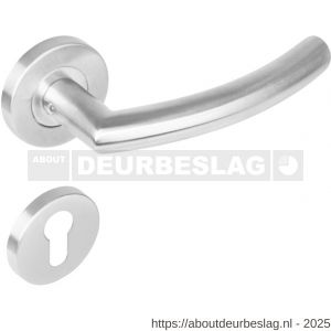 Intersteel 1277 deurkruk Half rond-90 graden op rozet verdekt diameter 53x8 mm met nokken en cilinderrozetten RVS - R26005624 - afbeelding 1