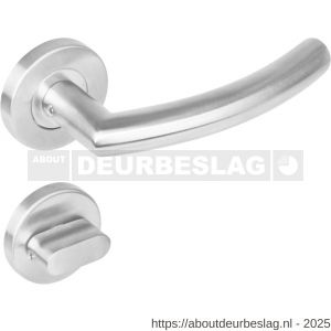 Intersteel 1277 deurkruk Half rond-90 graden op rozet verdekt diameter 53x8 mm met nokken en WC-sluiting met stift 8x8 mm RVS - R26005625 - afbeelding 1