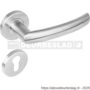 Intersteel 1278 deurkruk Blok op rozet verdekt diameter 53x8 mm met nokken en cilinderrozetten RVS - R26005632 - afbeelding 1