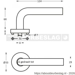 Intersteel Essentials 1279 deurkruk Vlinder op rozet verdekt diameter 53x8 mm met nokken EN 1906/4 RVS - R26000620 - afbeelding 2