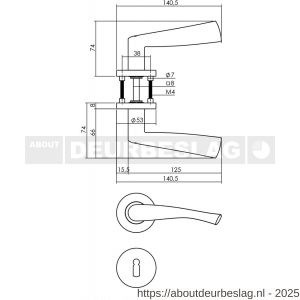 Intersteel 1279 deurkruk Vlinder op rozet verdekt diameter 53x8 mm met nokken en sleutelrozetten RVS - R26000621 - afbeelding 2