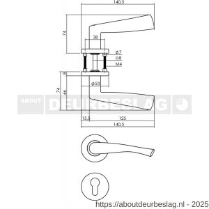 Intersteel 1279 deurkruk Vlinder op rozet verdekt diameter 53x8 mm met nokken en cilinderrozetten RVS - R26000619 - afbeelding 2