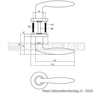 Intersteel Essentials 1281 deurkruk Jupiter op rozet verdekt diameter 53x8 mm met nokken EN 1906/4 RVS - R26000630 - afbeelding 2
