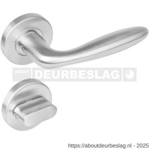 Intersteel 1281 deurkruk Jupiter op rozet verdekt diameter 53x8 mm met nokken en WC-sluiting met stift 8x8 mm RVS - R26000629 - afbeelding 1