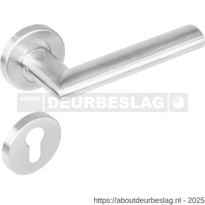 Intersteel 1283 deurkruk Girona op rozet verdekt diameter 53x8 mm met nokken en cilinderrozetten RVS - R26008493 - afbeelding 1
