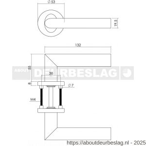Intersteel 1283 deurkruk Girona op rozet verdekt diameter 53x8 mm met nokken RVS en WC-sluiting met stift 8x8mm - R26008495 - afbeelding 2