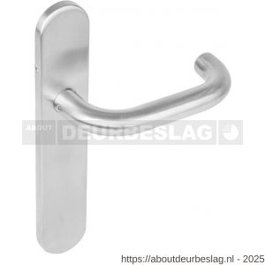 Intersteel 1295 deurkruk gatdeel rechts Rond op schild verdekt ovaal 219x40 mm met nokken blind RVS EN 1906/4 - R26005648 - afbeelding 1