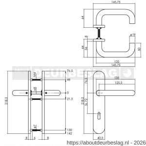 Intersteel Living 1295 deurkruk Rond op schild verdekt ovaal 219x40 mm met nokken sleutelgat 72 mm RVS EN 1906/4 - R26005651 - afbeelding 2