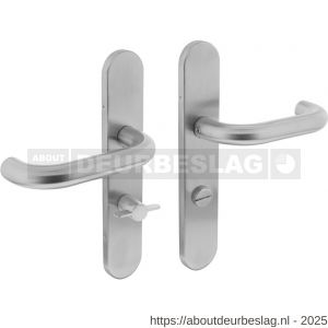 Intersteel Essentials 1295 deurkruk Rond op schild verdekt ovaal 219x40 mm met nokken WC 63/8 mm RVS EN 1906/4 - R26011143 - afbeelding 1