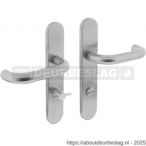Intersteel 1295 deurkruk Rond op schild verdekt ovaal 219x40 mm met nokken WC 78/8 mm RVS EN 1906/4 - R26010726 - afbeelding 1