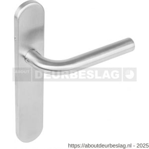 Intersteel 1296 deurkruk gatdeel links Recht op schild verdekt ovaal 219x40 mm met nokken blind RVS EN 1906/4 - R26005665 - afbeelding 1